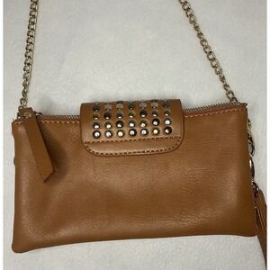 Small Olivia Miller Handbag Tan With Gold Chain Shoulder Strap